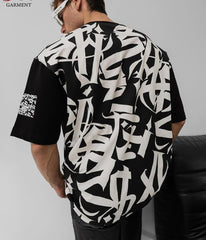 EMBOSED PRINTED DROPSHOULDER T.SHIRT